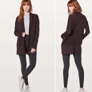 LULULEMON Sit In Lotus Wrap II Black Cherry Purple Athletic Cardigan Sweater 6
